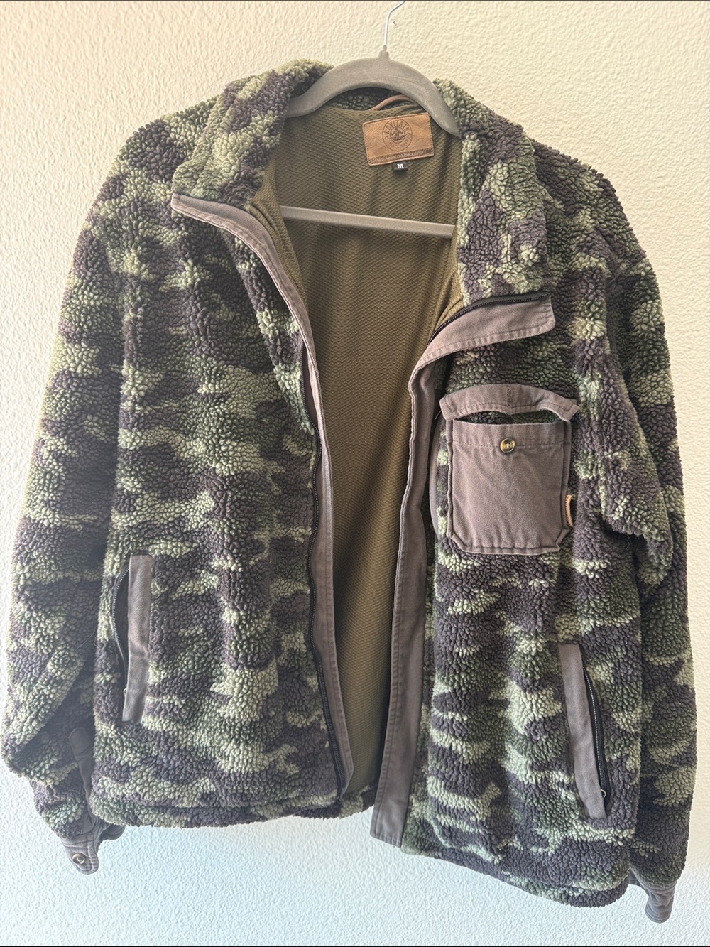 Men's Camouflage Sherpa Puffer Jacket - Green Camo